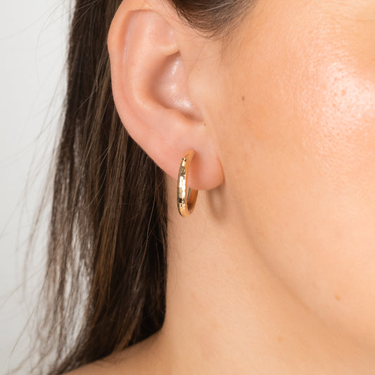 Diamond Cut Hoop Earrings in 14K Yellow Gold
