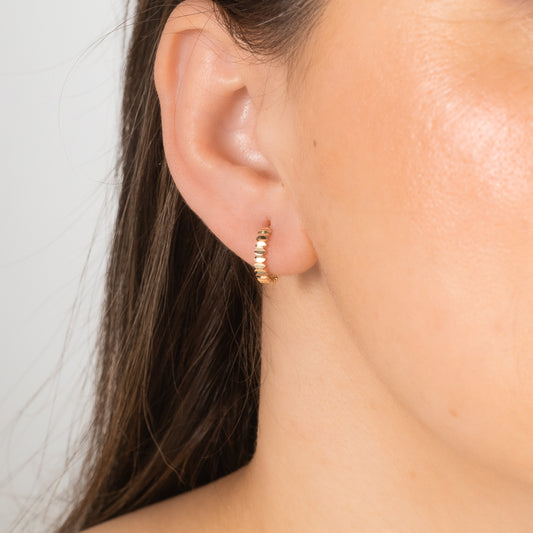 Diamond Cut Hoop Earrings in 14K Yellow Gold