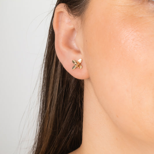 Flower Stud Earrings in 10K Yellow Gold