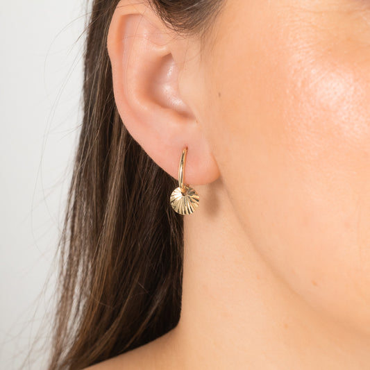 Disc Hoop Earrings in 10K Yellow Gold