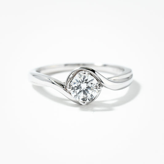 Lab Grown Round Diamond Swirl Promise Ring in 14K White Gold (0.50 ct tw)