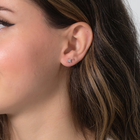 Miracle Mark Diamond Solitaire Stud Earrings in 10K White Gold (0.15ct tw)