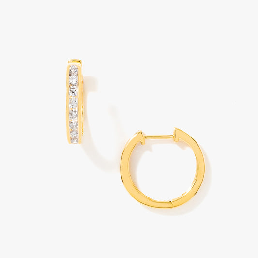 Channel Set Diamond Hoop Earrings in 10K Yellow Gold (0.70 ct tw)