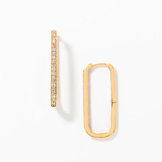 Long Hoop Diamond Earrings in 10K Yellow Gold (0.40 ct tw)