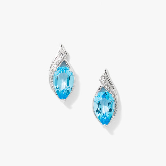 Blue Topaz Earrings in 10K White Gold
