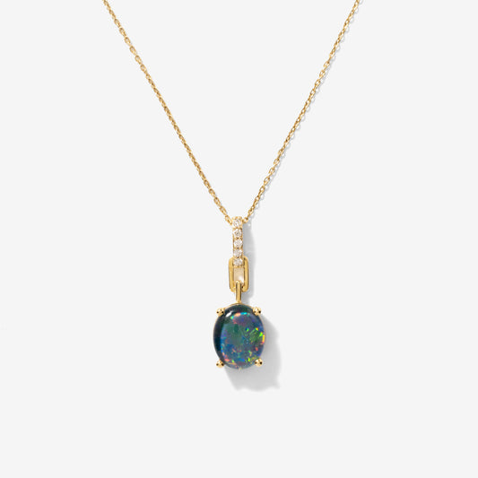 Doublet Opal Necklace in 10K Yellow Gold