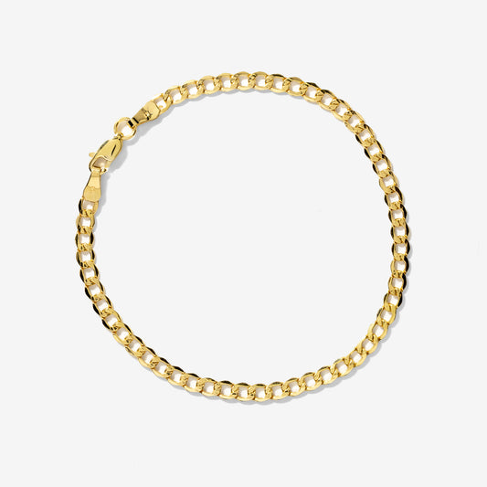 3.9mm Hollow Curb Bracelet in 10K Yellow Gold