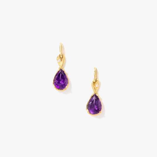 Amethyst Earrings in 10K Yellow Gold