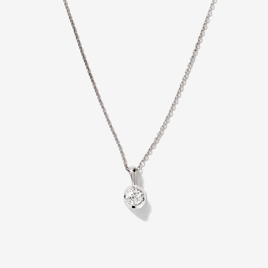 Tension Set Lab Grown Diamond Solitaire Necklace in 14K White Gold (0.25ct tw)