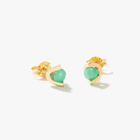 Emerald Stud Earrings in 10K Yellow Gold