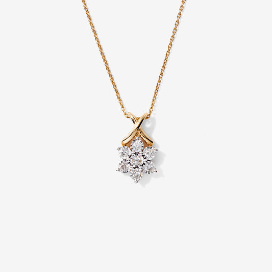 Diamond Flower Pendant in 10K Yellow and White Gold (0.18 ct tw)