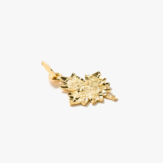 Diamond Cut Maple Leaf Pendant in 10K Yellow Gold