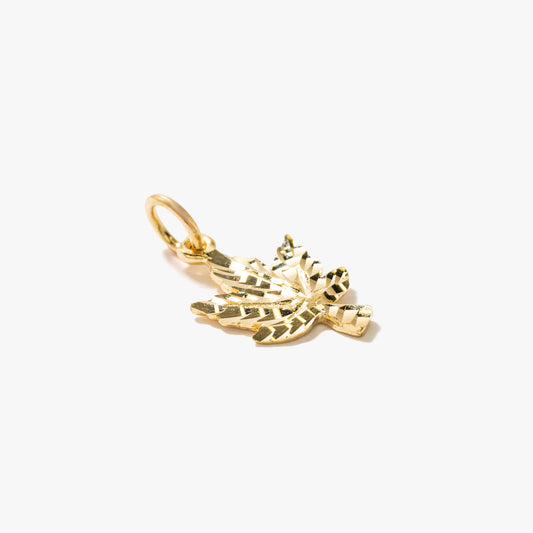 Diamond Cut Maple Leaf Pendant in 10K Yellow Gold