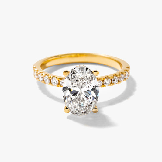 Oval Lab-Grown Diamond Engagement Ring with Hidden Halo in 14K Yellow Gold (2.47 ct tw)