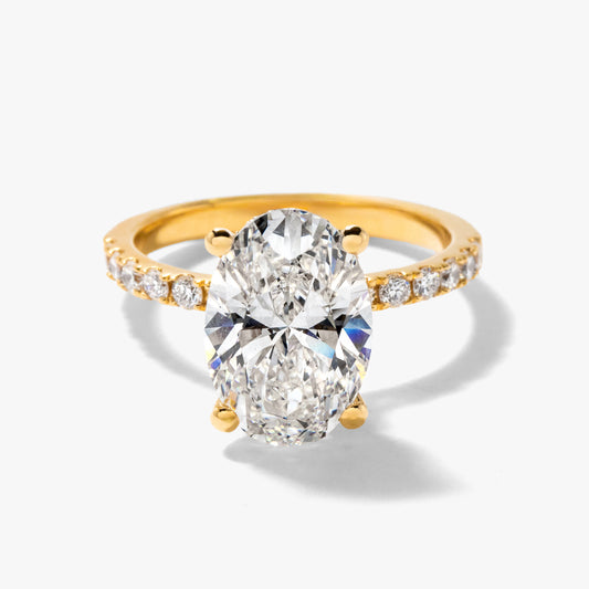Oval Lab-Grown Diamond Engagement Ring with Hidden Halo in 14K Yellow Gold (3.50 ct tw)
