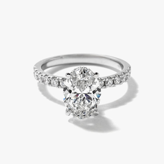 Oval Lab-Grown Diamond Engagement Ring with Hidden Halo in 14K White Gold (2.47 ct tw)