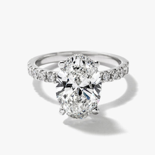 Oval Lab-Grown Diamond Engagement Ring with Hidden Halo in 14K White Gold (3.50 ct tw)