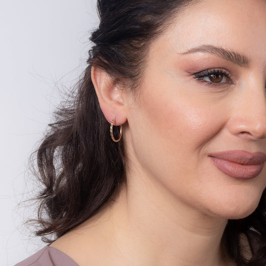 Diamond Cut Hoop Earrings in 10K Yellow Gold