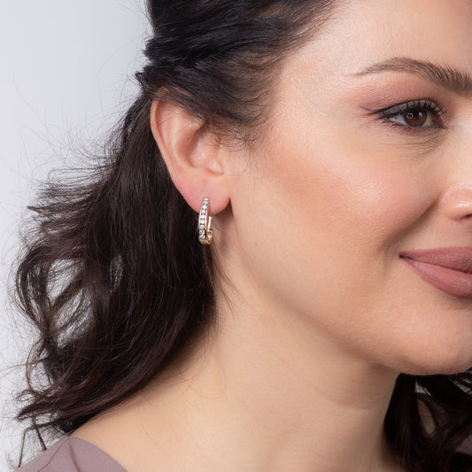 Channel-Set Diamond J-Hoop Earrings in 10K Yellow Gold (1.00 ct tw)