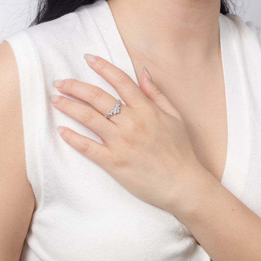 Tiara Cluster Diamond Ring In 10K White Gold (0.20 ct tw)