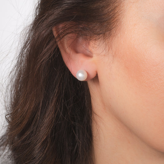 8.5-9mm Pearl Stud Earrings in 14K White Gold