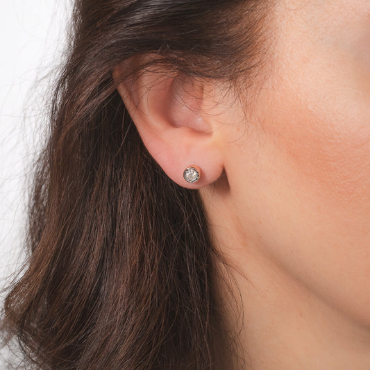 Bezel Stud Earrings in 10K Rose and White Gold (0.50 ct tw)