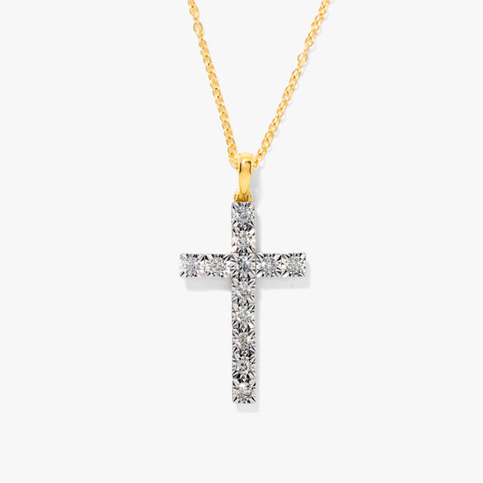 10K Yellow Gold Diamond Cross Pendant (0.15ct tw)