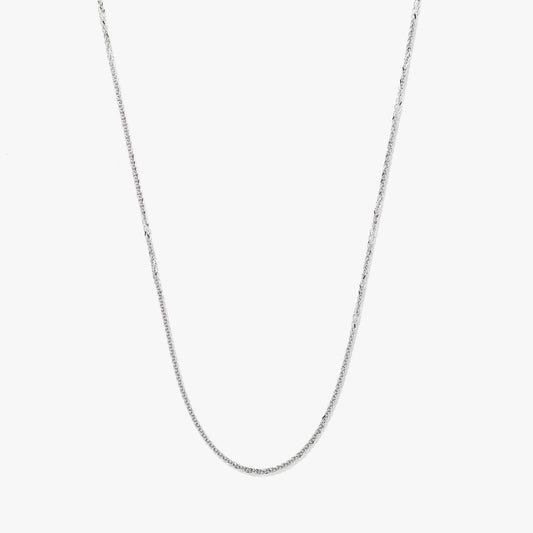 14K White Gold Square 1.00mm Wheat Chain (18")