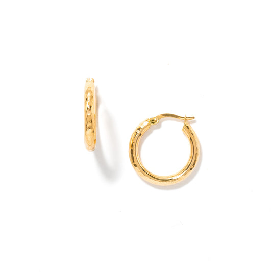 Diamond Cut Hoop Earrings in 14K Yellow Gold