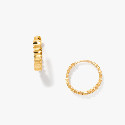 Diamond Cut Hoop Earrings in 14K Yellow Gold