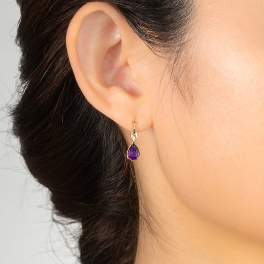 Amethyst Earrings in 10K Yellow Gold