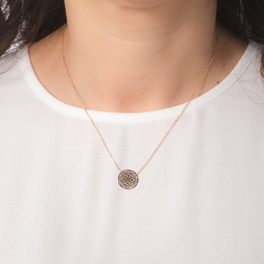Mandala Necklace in 10K Yellow Gold