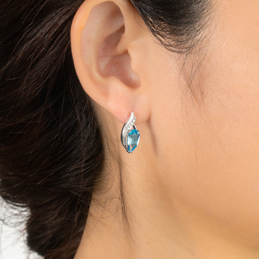 Blue Topaz Earrings in 10K White Gold