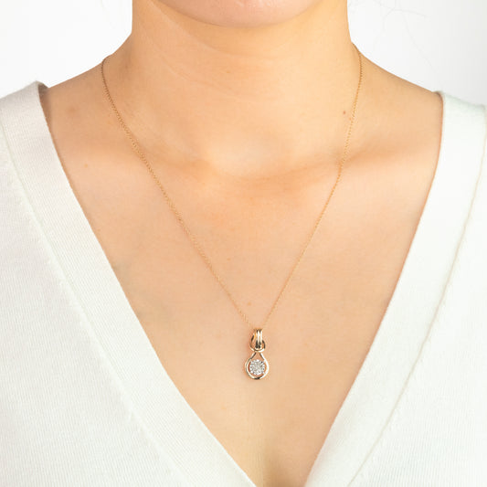 Diamond Knot Necklace in 10K Yellow and White Gold (0.06 ct tw)