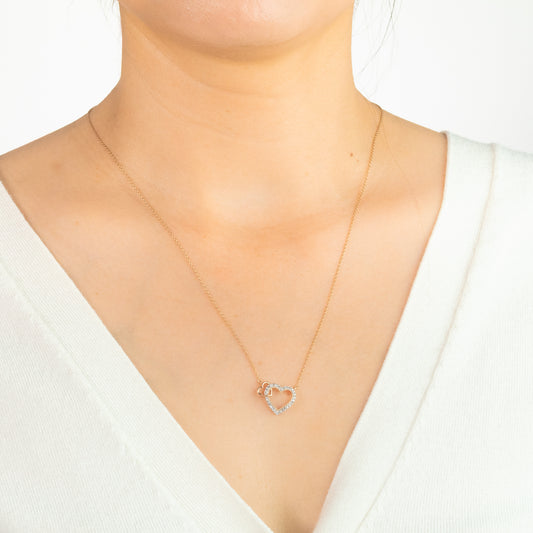 10K Yellow Gold Diamond Heart Necklace (0.12 ct tw)