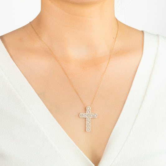 10K Yellow and White Gold Diamond Cross Pendant (0.75ct tw)