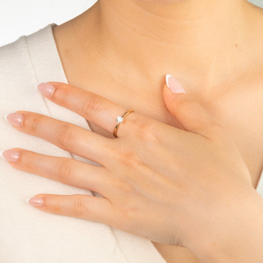 10K Yellow Gold Diamond Promise Ring (0.10 ct tw)