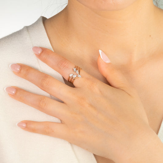 Diamond Cluster Ring in 10K Yellow and White Gold (0.14 ct tw)