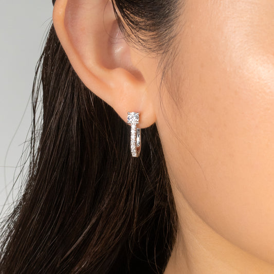 Lab Grown Diamond Hoop Earrings in 14K White Gold (0.75 ct tw)