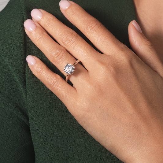 Lab Grown Round Cut Diamond Engagement Ring in 14K White Gold (2.48 ct tw)