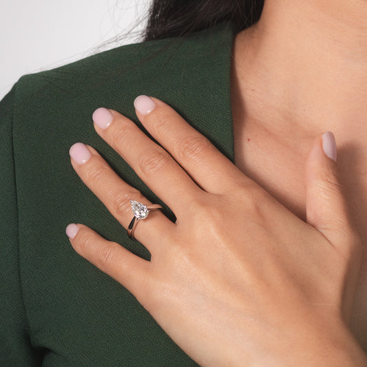 Pear Cut Lab Grown Diamond Engagement Ring in 14K White Gold (1.50 ct tw)