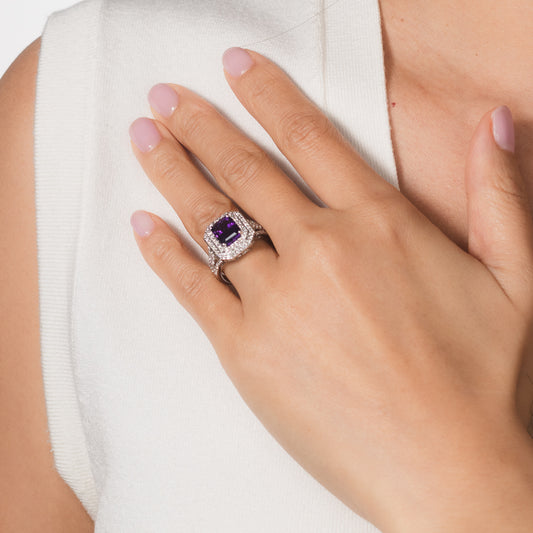 Amethyst Ring in 10K White Gold