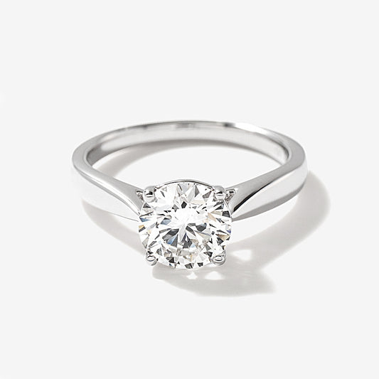 Lab Grown Round Cut Diamond Engagement Ring in 14K White Gold (1.50 ct tw)