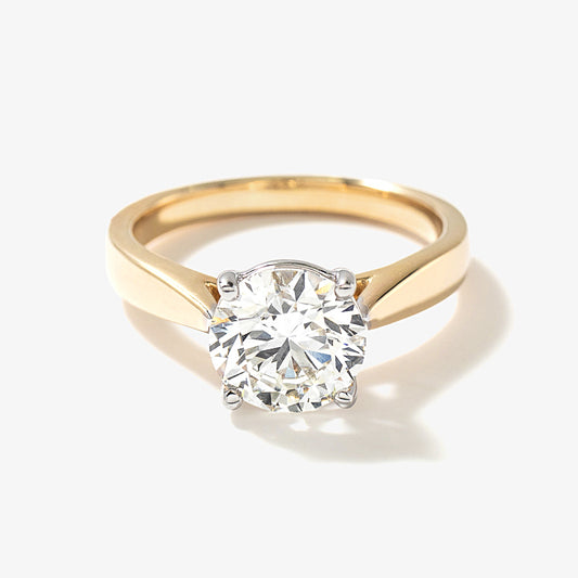 Lab Grown Round Cut Diamond Engagement Ring in 14K Yellow Gold (2.00 ct tw)