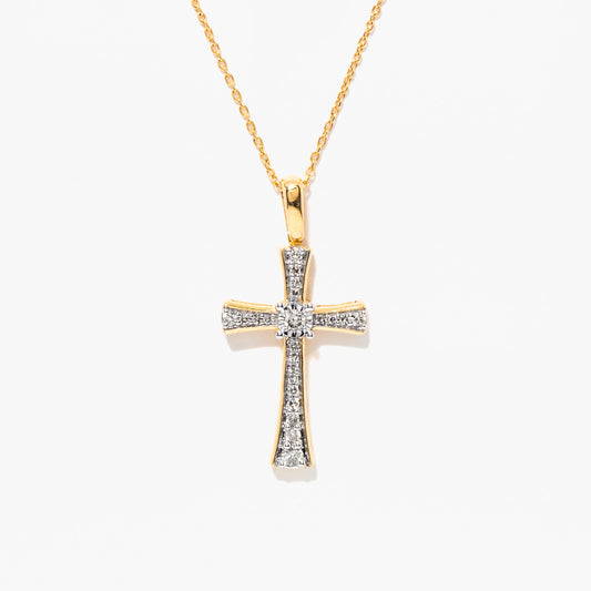 10K Yellow Gold Diamond Cross Pendant (0.21 ct tw)