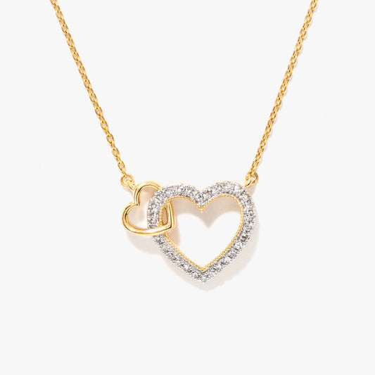 10K Yellow Gold Diamond Heart Necklace (0.12 ct tw)