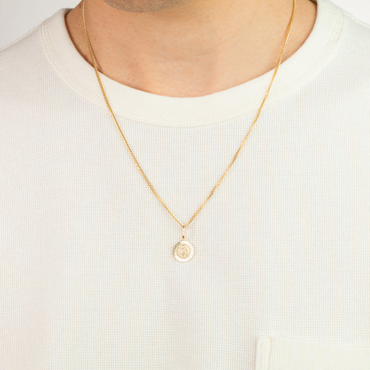 Round Saint Christopher Medal Charm in 10K Italian Yellow Gold