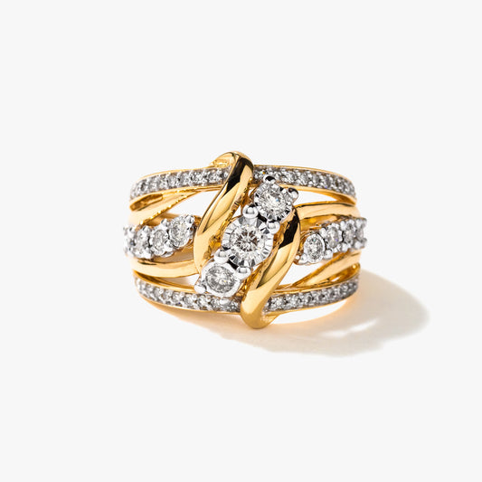 Diamond Cluster Ring in 10K Yellow and White Gold (0.55 ct tw)