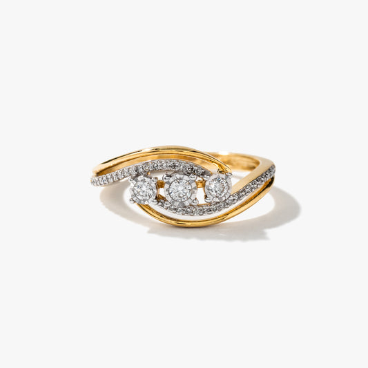 Diamond Cluster Ring in 10K Yellow and White Gold (0.24 ct tw)