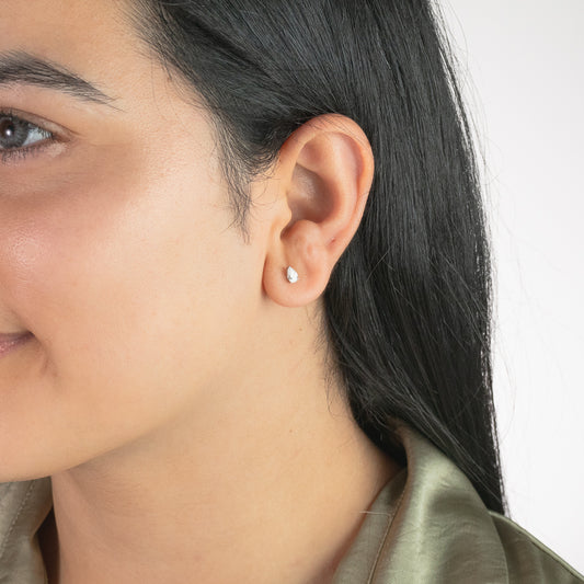 Lab Grown Pear Shape Diamond Stud Earrings in 14K White Gold (0.50 ct tw)